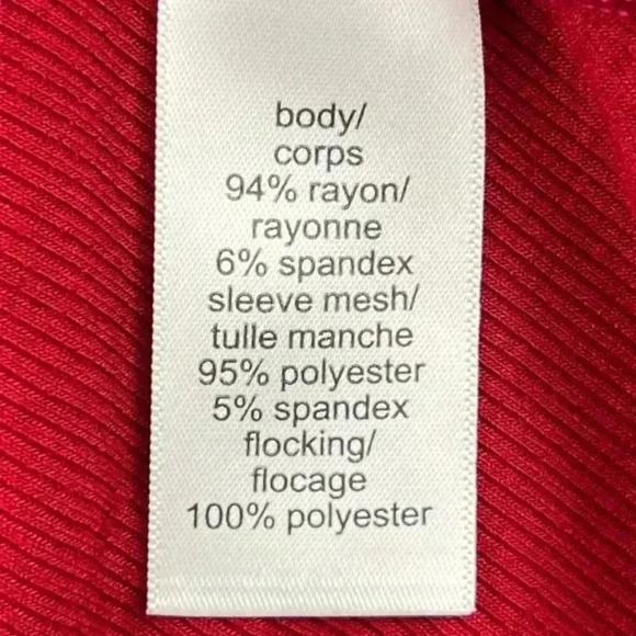 MAURICES ladies v-neck ribbed long sheer sleeve‎ large wrap blouse red - Picture 10 of 12